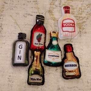 Sequin Liquor Bottle Christmas Holiday Ornaments - Wondershop Complete Set of 6